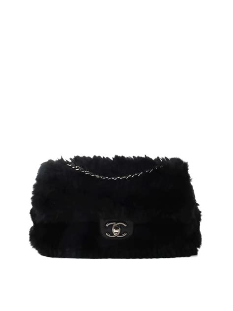 chanel rabbit fur chain bag|CHANEL Orylag Rabbit Fur Triple Chain Single Flap Black .